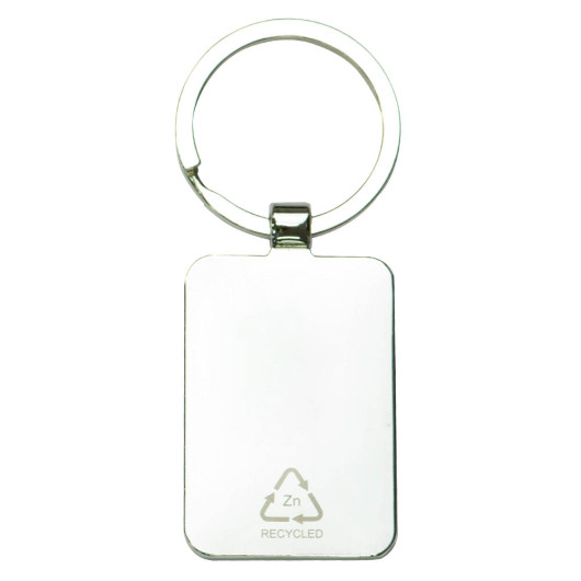 Reverse Rectangle Recycled Zinc Bamboo Keyrings